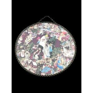 Gallery Graphics Flue Cover Victorian Santa Print Christmas Hanging Chain